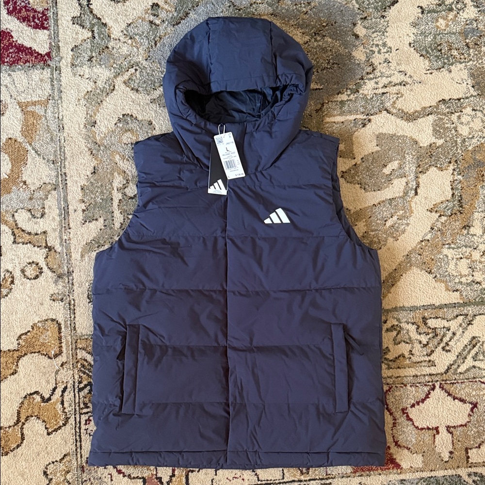 Black Hooded Adidas Puffer Helionic Vest